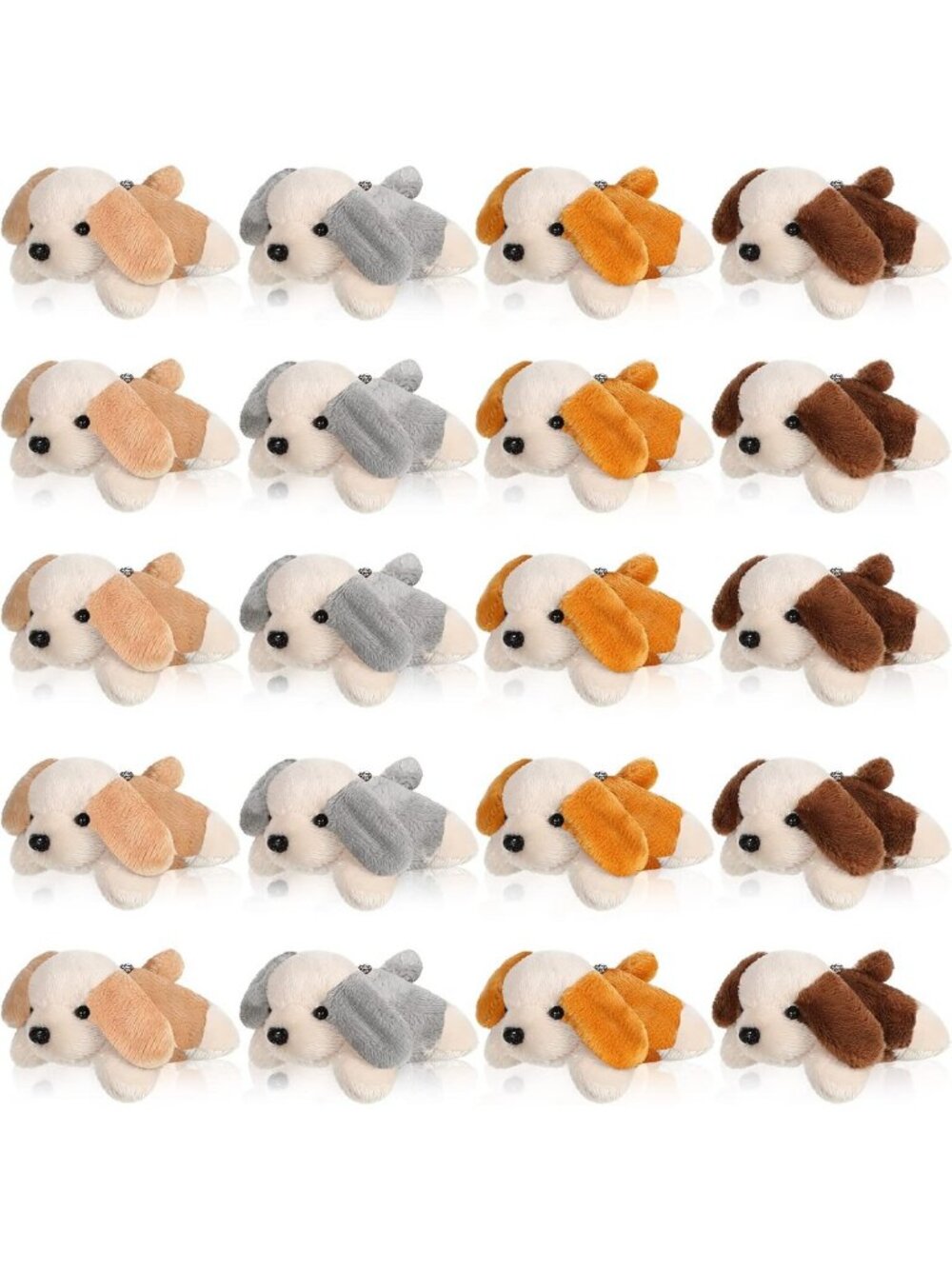 20 Mini Stuffed Animal Puppies - Soft Party Favors for Kids & Charity Donations
